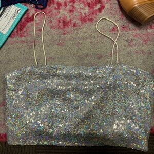 Anthropologie sequin spaghetti strap top